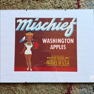 Mischief Washington Apples crate label Nuchief Sales Inc Wenatchee framed 12x16